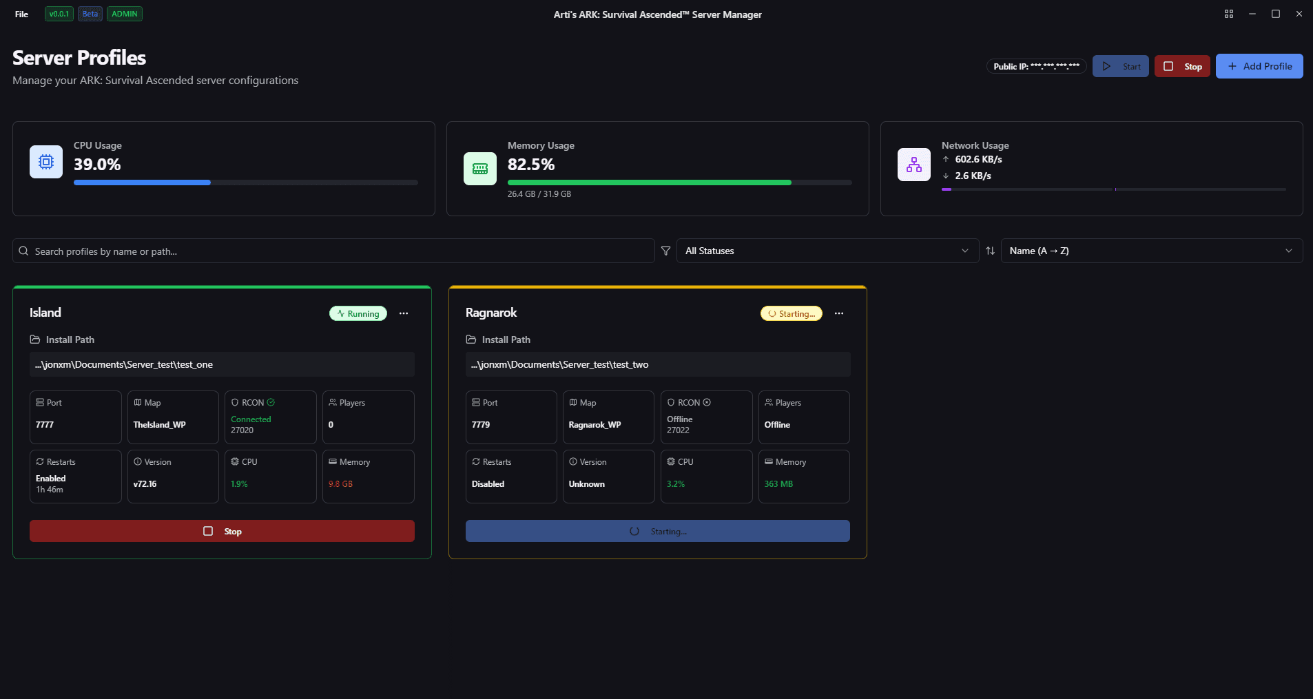 Server Dashboard